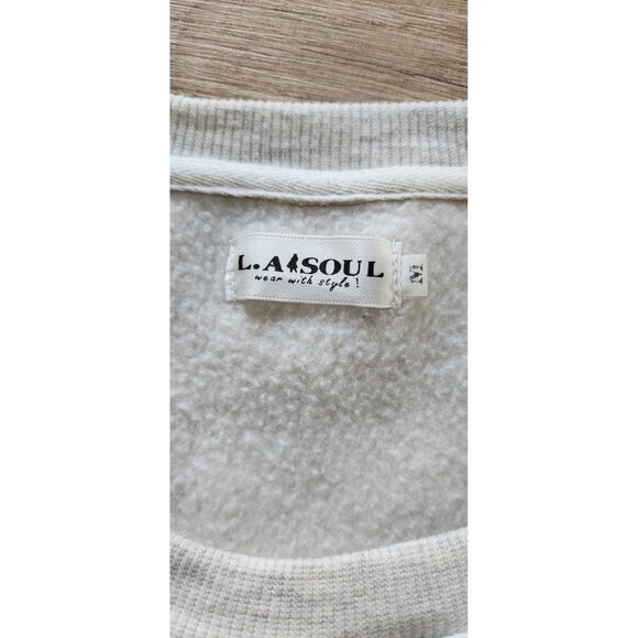 L.A. Soul Bird Print Sweatshirt Women’s Medium Gray Crewneck Cozy Pullover - Picture 3 of 5